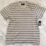 Lucky Brand  Tee Shirt crew neck short sleeves cream blue stripes Size Medium Photo 0