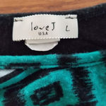 Love j Womens Tribal Print Scoop Neck Short Sleeve Top L Green & Black Photo 2
