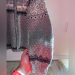 Vintage Fairisle Gray Navy Wool Cardigan Sweater Womens Deer Nordic Cabincore Size L Photo 3