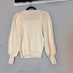525 Sweater Pullover Crewneck Puff Sleeves Cream Ivory Beige Cotton Size Small Photo 2