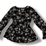 Entro Blouse Women’s S Floral Long Bell Sleeve Babydoll Top Black Whimsygoth Photo 1