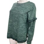 Knox Rose  Sweater Small Forest Green Boho Frayed Fringe Long Sleeve Pullover Photo 3