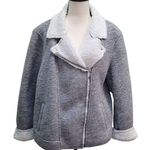 Old Navy Sherpa Moto Jacket Sz XXL Heather Gray Thick, Cozy Zip Lt Heather Gray Photo 0