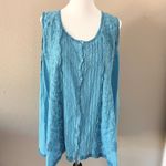 Johnny Was Blue Buttoned Relaxed Tank Top Photo 6