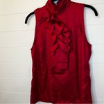 Moda International Crimson Ruffle Blouse 100% Silk Small Elegant Party Dark Pink Red Photo 7