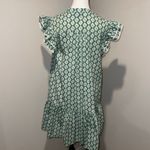Hausen Aztec Diamond Print Cap Sleeve Ruffle Hem Mini Dress Green White Size M Size M Photo 4