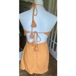 Free People Orange Halter Mini Dress Open Back Tassel Tie Small Viscose Cotton Photo 5