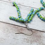Vintage Earrings For Pierced Ears Light Blue & Green Beaded Dangle Photo 5