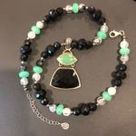 BARSE Green Jade Black Onyx Rutilated Quartz Semi Precious Gemstone Necklace Photo 1