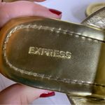 EXPRESS GOLD FAUX LEATHER WITH CLEAR PLASTIC CRYSTALS THONG SANDALS (8) Photo 9