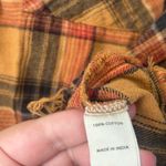 Gilded Intent  Orange and‎ Brown Plaid Cropped Button-Down Shirt Large Photo 3