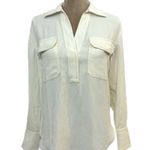 Madewell New Contrast Stitch Popover Blouse XS White Ivory Long Sleeve MSRP $118 Photo 3