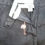 Deane & White 100% Linen Crop Black Pink Flamingo Embroidered Pants NWT Size 10 Photo 5