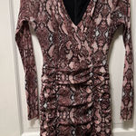 Parker Snakeskin Printed Ruched Bodycon Dress Photo 0