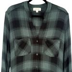 Cloth & Stone  Plaid Shirt Dress Button Front Long Sleeve Green Size Large Photo 4