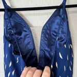 AQUA  Navy Blue & Metallic Gold Halter Maxi Dress Gown Size 0 Photo 6