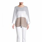 Lafayette 148  NY Cotton-Cashmere Blend Colorblock Oversized Sweater Size Medium Photo 7