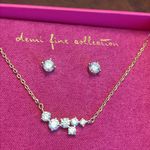 A New Day  Gold and CZ stone necklace and earrings coordinated jewelry set new Photo 1