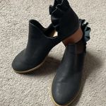 Matte Black Chunky Heeled Ruffle Ankle Bootie | Size 7.5 Photo 1