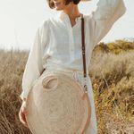 Asher + Rye Sunny Crossbody Round Straw Bag Photo 1