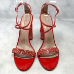 Giuseppe Zanotti Tara Glitter Strappy Leather Block Heel Sandals Red Orange 40 Photo 4