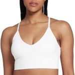 DSG White Ribbed Spaghetti Strap Sports‎ Bra Size XL Athletic Bralette Croptop Photo 0