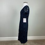 JS Collections  Lace Short Sleeve Midi Sheath Cocktail Dress Navy Blue Size 6 Photo 4