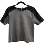 Ann Taylor  Women's Small Lace Details Grey and Black Short Sleeve Top Photo 0