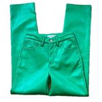 Good American  Faux Leather Straight Leg Jeans Pants Green Size 27 Photo 0