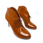 Gucci Brown Leather Kim Lace-Up Ankle Booties Women’s Size 38.5 High Heel Boots Photo 6