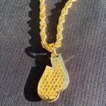 Gold Chain Rope Chain 24in 6mm And Icy Boxing Gloves Pendant Photo 1