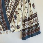 Charming Charlie Krazy Kat Floral Cream and Blue Surplice Long Sleeve Blouse M Photo 6