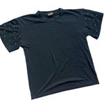 Womens Vintage Marco Roussu Black Shirt w Gold Ball Sleeve Trim Embellishments 1 Size 1X Photo 0