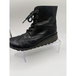 Fly London Ladies Black Leather Brogue Low-wedge Lace-up ankle boots Size 39 Photo 4