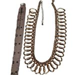 Gold Tone Statement Collar Necklace Textured Loop Design Photo 4