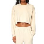 We Wore What Revolve  cropped crewneck sweatshirt khaki‎ Photo 1