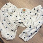 Farm Rio  Size Small White & Blue Crop Top Photo 0