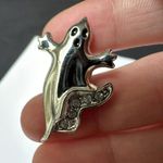 Signed Avon Silver Tone Halloween Ghost Rhinestone Tack Lapel Pin Photo 1