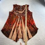 Cato XL Boho Top Y2K Satin Hippie Sequin Whimsigoth Whimsy Asymmetrical Orange Photo 8