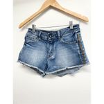 Stradivarius  Jean Shorts Size 2 Blue Bohemian Cut Off Frayed Photo 4