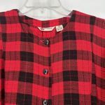 Vintage Phool Buffalo Plaid Maxi Shirt Dress Button Front Puff Sleeves Red Sz M Size M Photo 2
