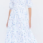 Hill House  Home Nesli Nap Midi Dress Blue Botanical Size Large Photo 0