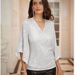 Grace Karin NWOT
Womens Sequn Tops 3/4 Sleeve White and Silver Sequins size M Photo 2