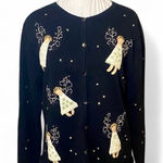Carroll Reed Black Christmas Cardigan with Angel Embroidery – Size L Size L Photo 0
