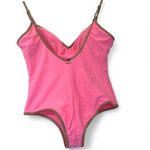 Sam Edelman  One Piece Swimsuit High Cut Pink Gold Trim Size XS Beach Cruise Swim Photo 1