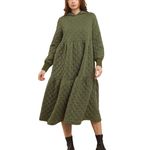Source Unknown Quilted Green Maxi Dress with Hoodie and Pockets, Size Large New with Tag Photo 3