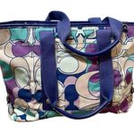 Coach Kyra Scarf Print C Signature Tote Bag Purple Blue Vintage Geometric Medium Photo 0