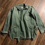 NSF RAHEL BUTTON UP FRAY TOP/ jacket revolve casual fall $280 boho designer Green Photo 3