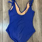 J.Crew  One Piece Swimsuit Tie Shoulder V-Neck Cobalt Blue Bathing Suit M Photo 3
