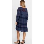 Johnny Was Reina Midi Dress Womens Large Linen-Blend Blue Embroidered Photo 1